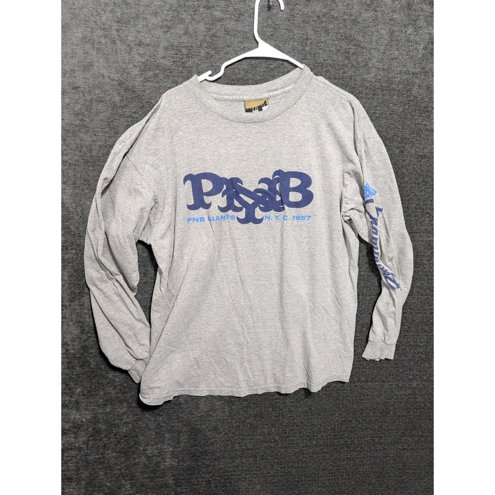 PNB Nation Long Sleeve Shirt Mens XL Gray PNB Giants NYC 1957 Graphic Streetwear